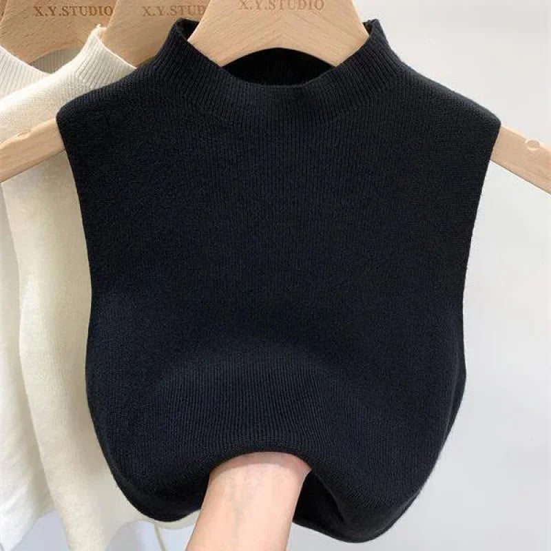 2024 Women Knitted Tank Top Summer Fall Slim Sweater Short Sleeveless Solid Spring Autumn Sweaters Pullovers