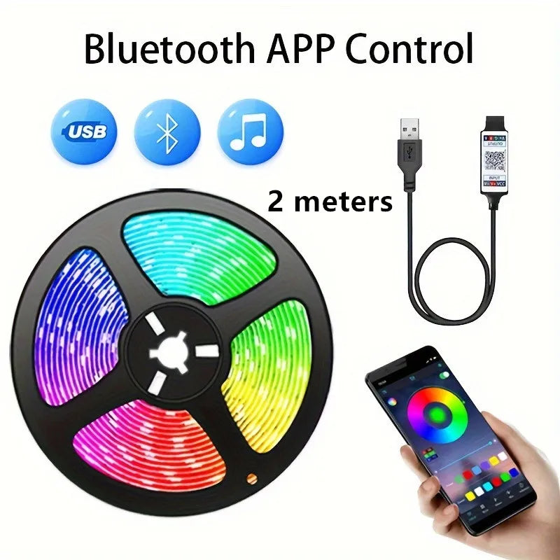 Bluetooth LED Strip Lights Smart SMD 5050 APP Remote Control Flexible Ribbon Diode Lamp Tape TV Backlights Game Room Home Decor