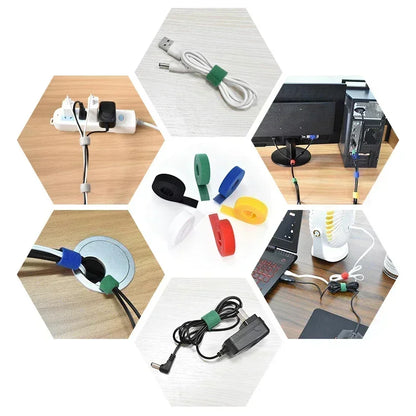 Wholesale 2/5M/Roll 12mm Width Cable Organizer USB Cable Winder Management nylon Free Cut Ties Mouse earphone Cord cable ties