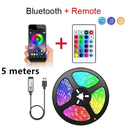 1-5M LED Strip Lights RGB 5050 Color USB Changing Bluetooth App Control Led lamp Diode Tape Ribbon For Room Decor TV BackLight