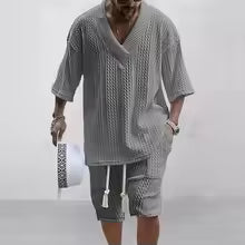 Ensemble deux pièces tricoté pour hommes été