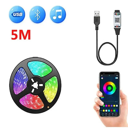 Bluetooth LED Strip Lights Smart SMD 5050 APP Remote Control Flexible Ribbon Diode Lamp Tape TV Backlights Game Room Home Decor